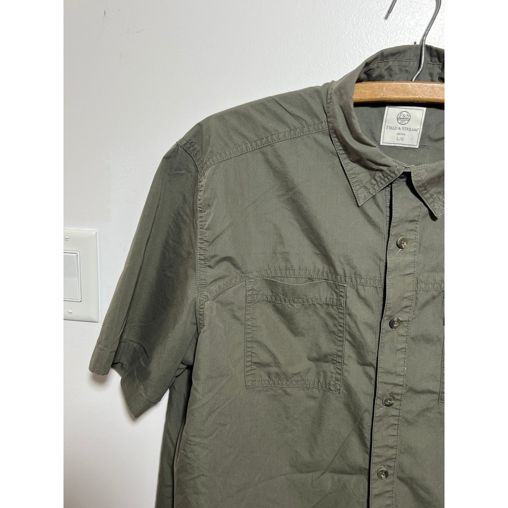 Field & Stream Mens Short Sleeve Button Down Utility Shirt Olive Green Large - Picture 9 of 10